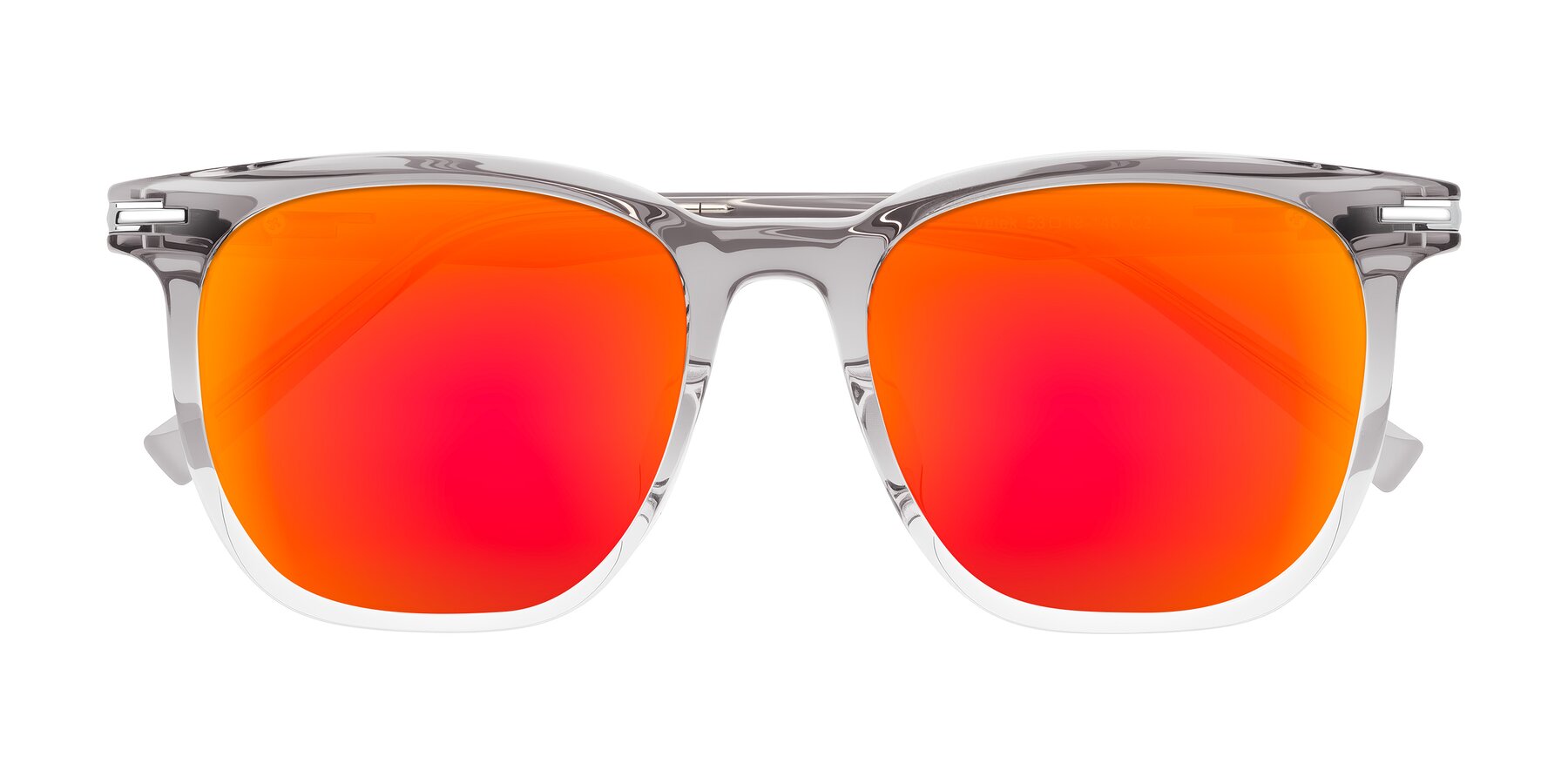 Folded Front of Velek in Gradient Crystal Gray with Red Gold Mirrored Lenses