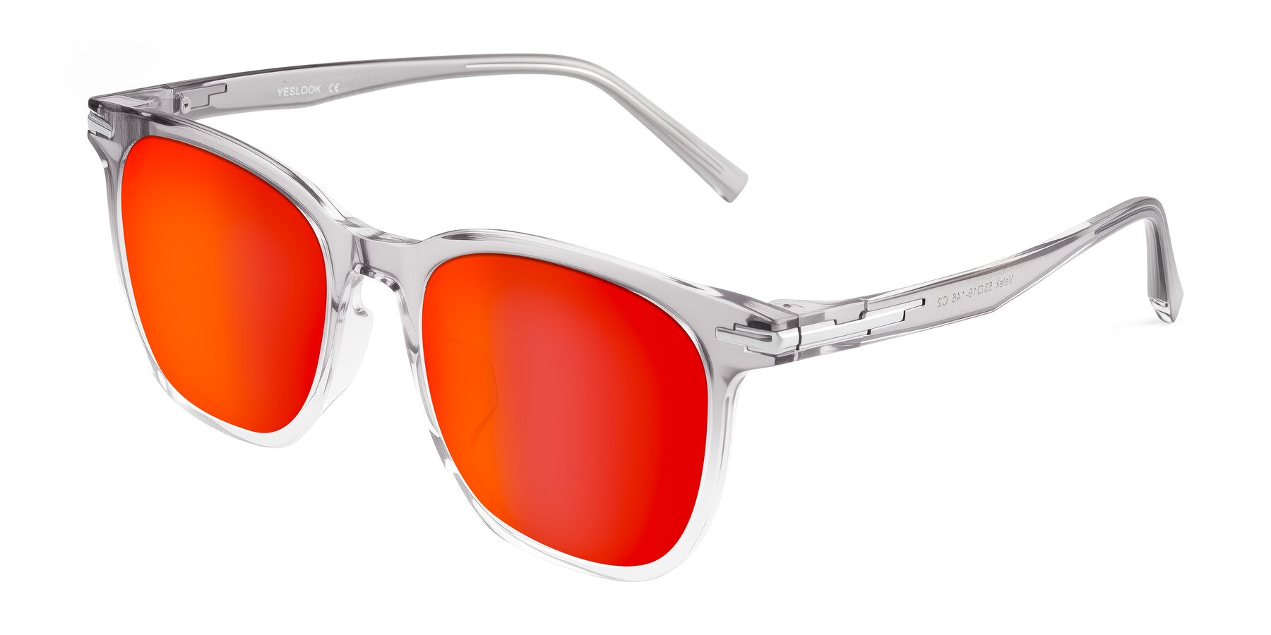 Angle of Velek in Gradient Crystal Gray with Red Gold Mirrored Lenses