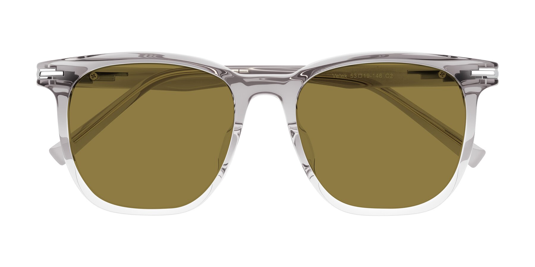 Folded Front of Velek in Gradient Crystal Gray with Brown Polarized Lenses