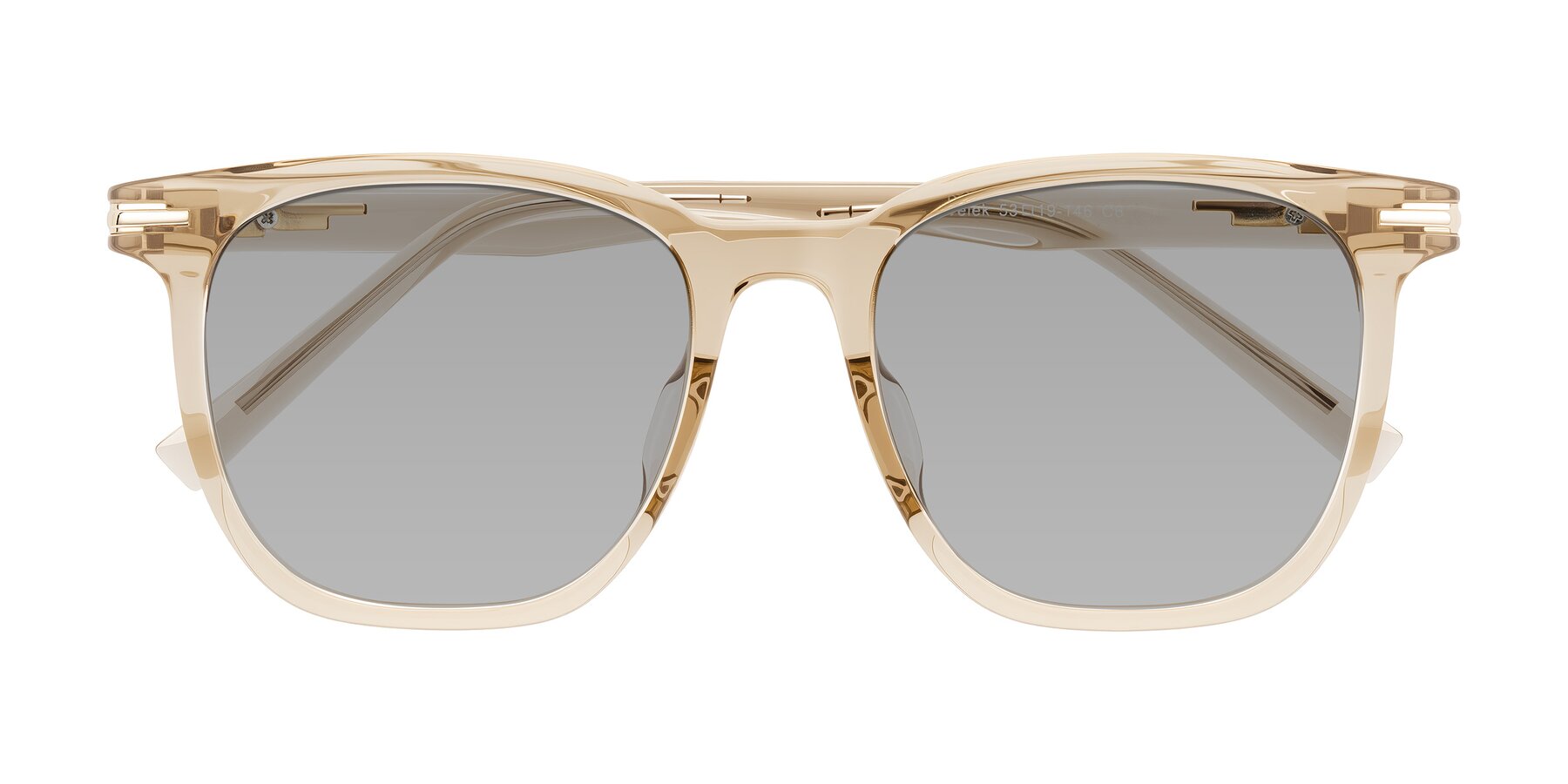 Folded Front of Velek in Champagne with Light Gray Tinted Lenses