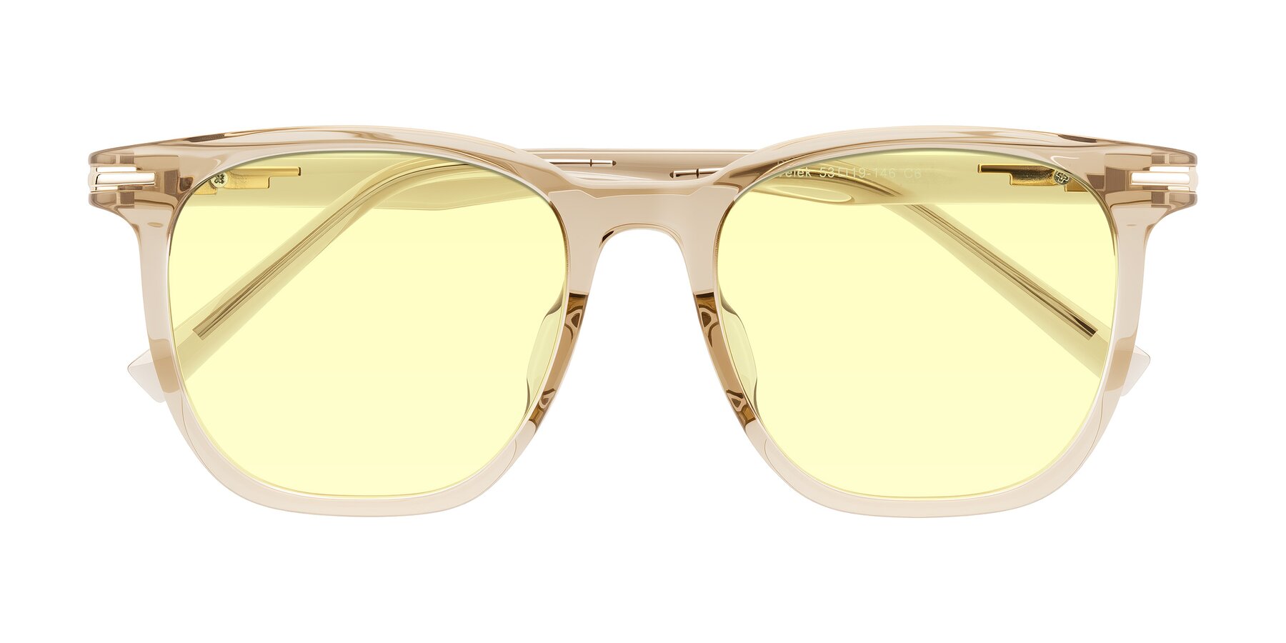Folded Front of Velek in Champagne with Light Yellow Tinted Lenses