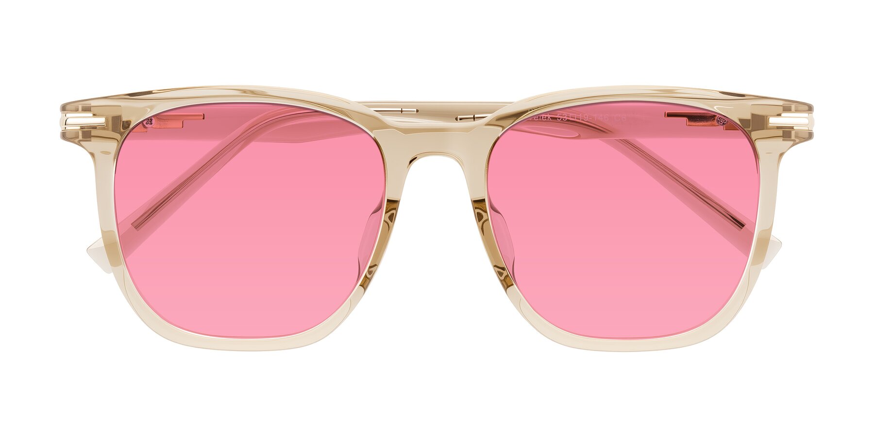 Folded Front of Velek in Champagne with Pink Tinted Lenses