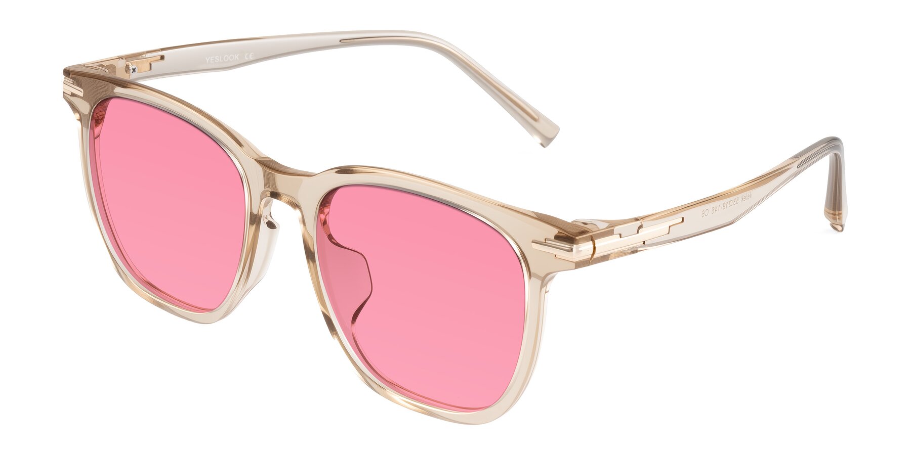 Angle of Velek in Champagne with Pink Tinted Lenses