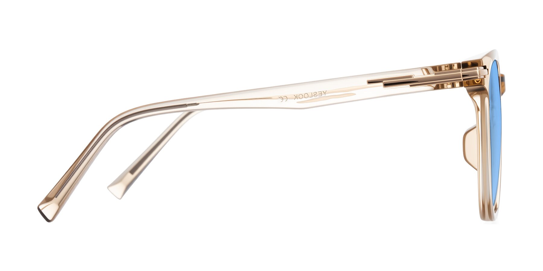 Side of Velek in Champagne with Medium Blue Tinted Lenses