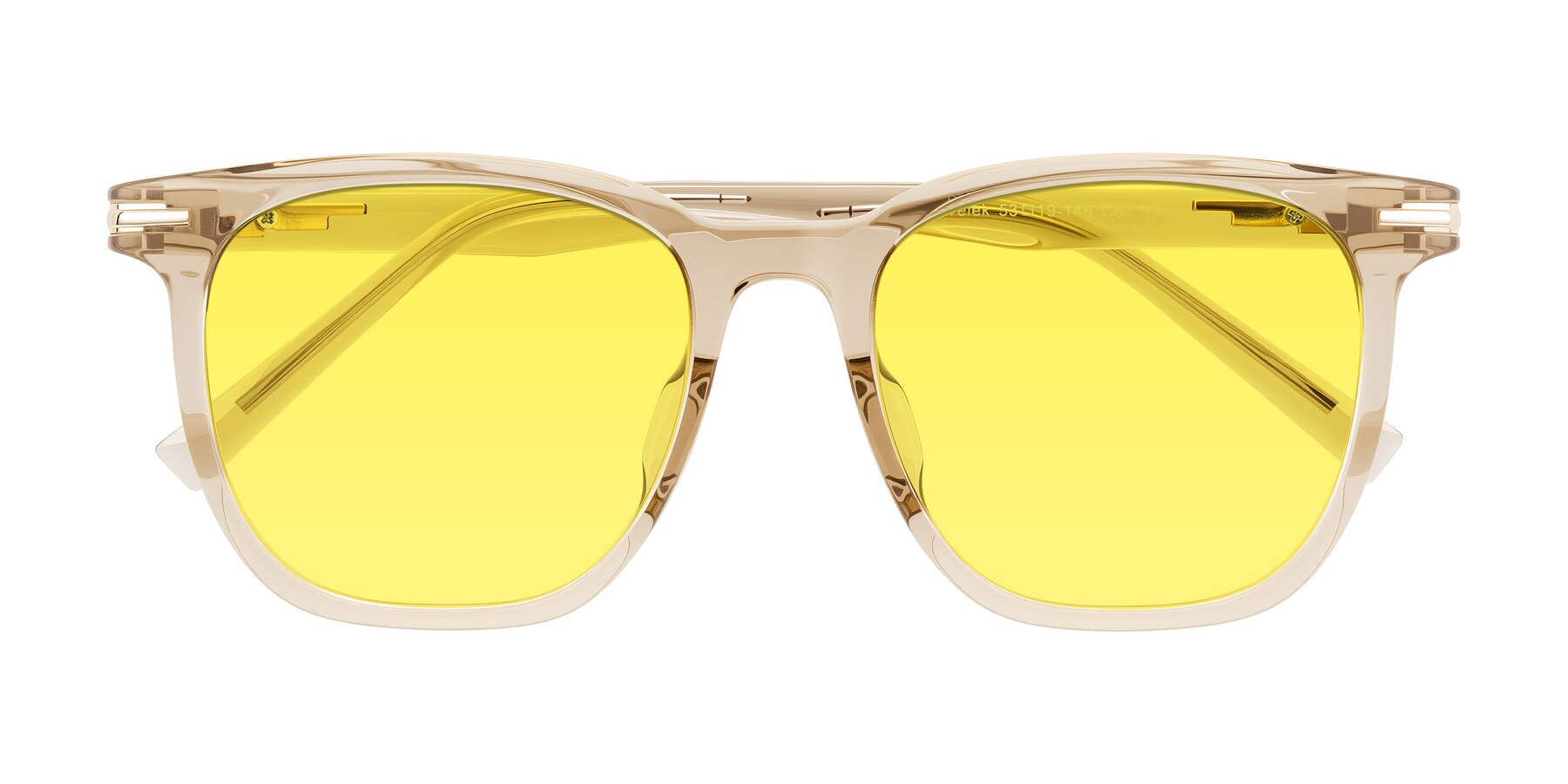 Folded Front of Velek in Champagne with Medium Yellow Tinted Lenses