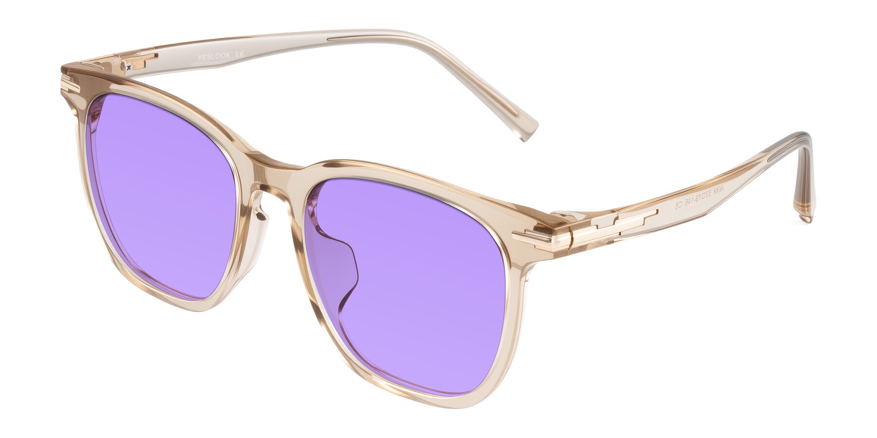 Angle of Velek in Champagne with Medium Purple Tinted Lenses