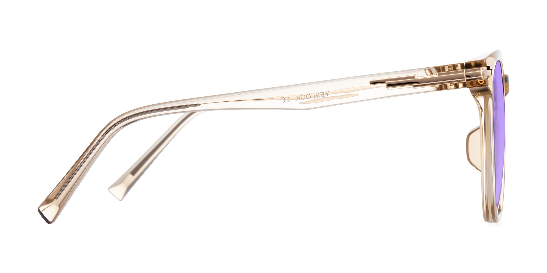 Side of Velek in Champagne with Medium Purple Tinted Lenses