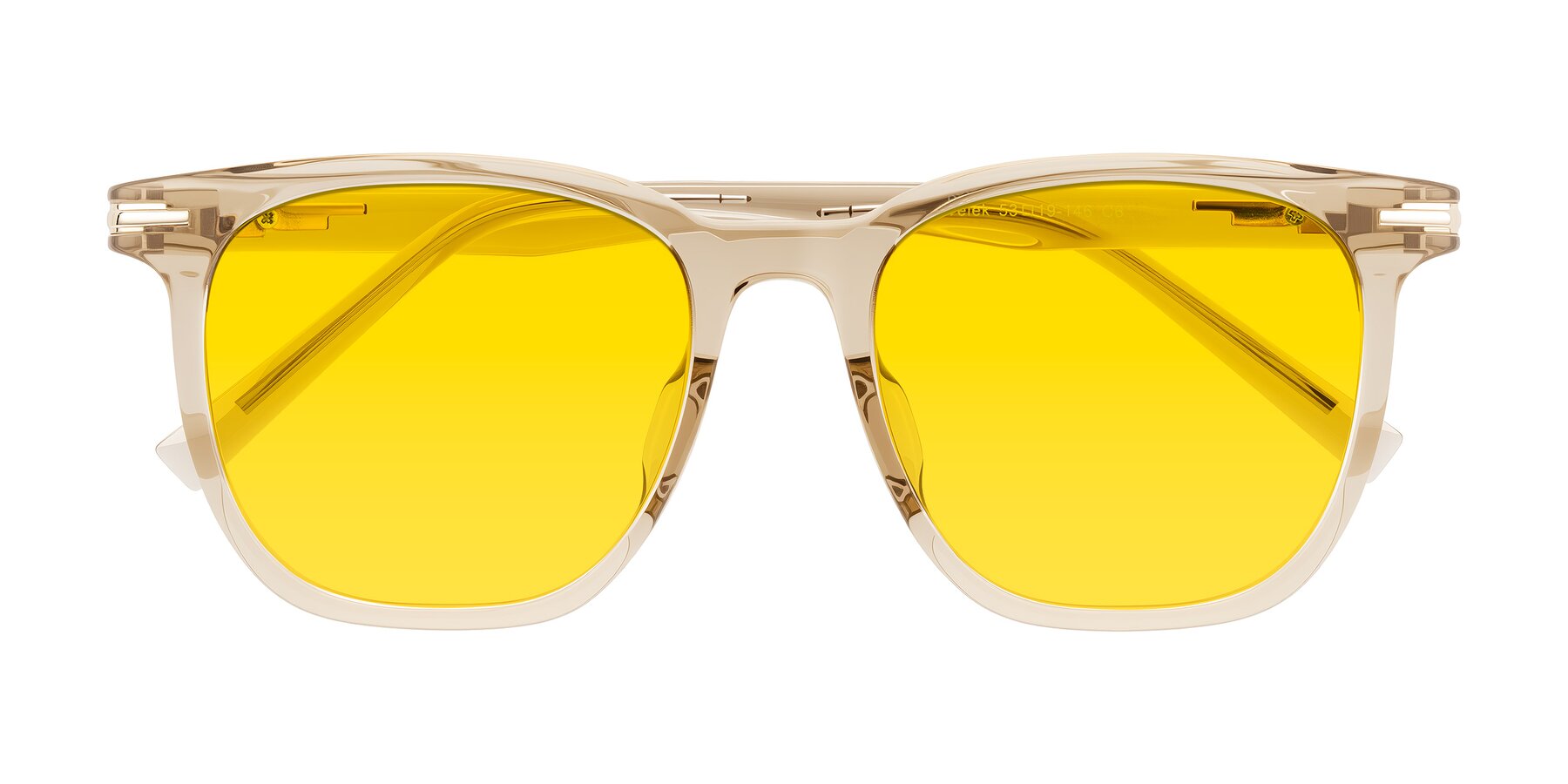 Folded Front of Velek in Champagne with Yellow Tinted Lenses