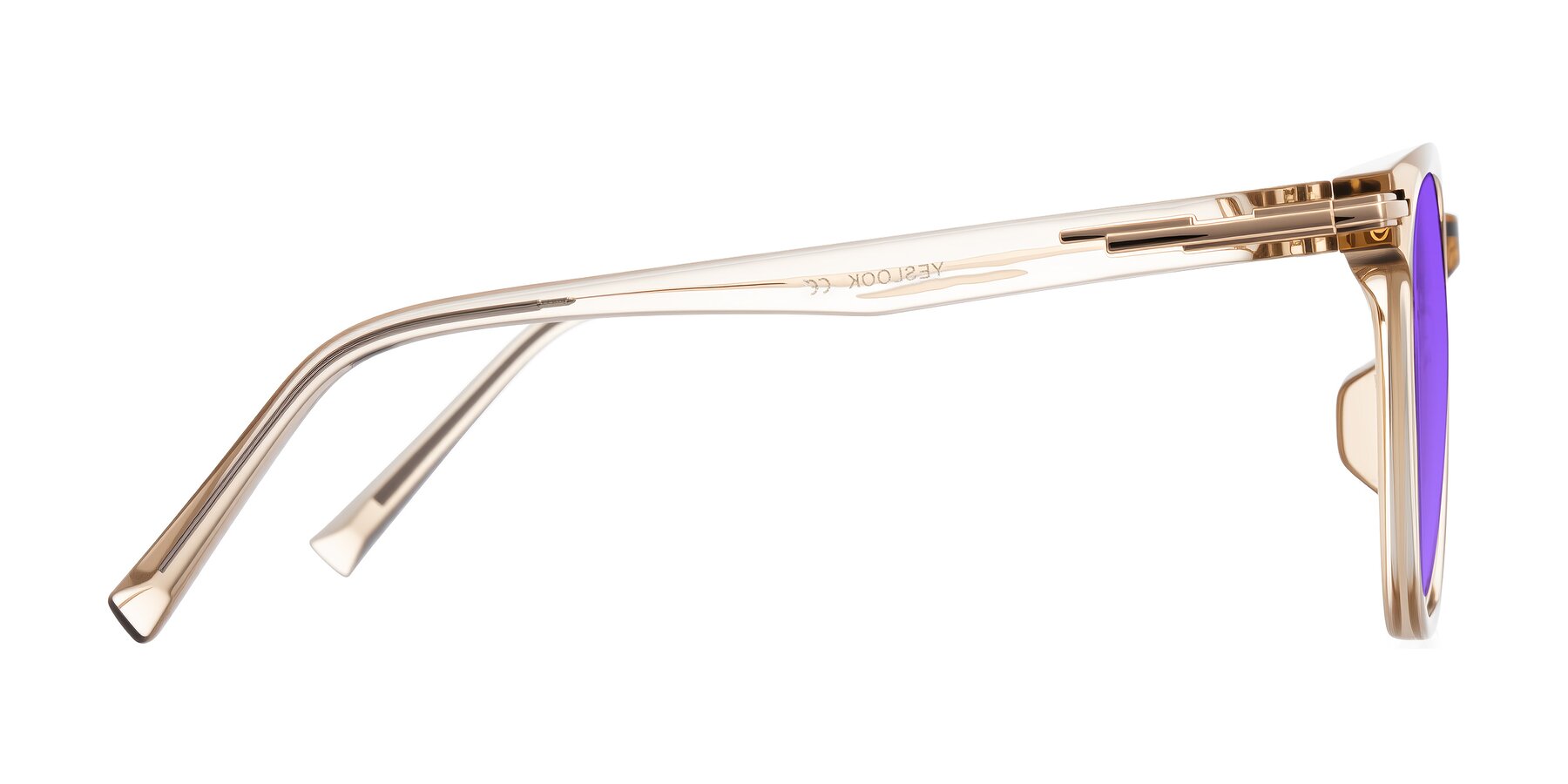 Side of Velek in Champagne with Purple Tinted Lenses