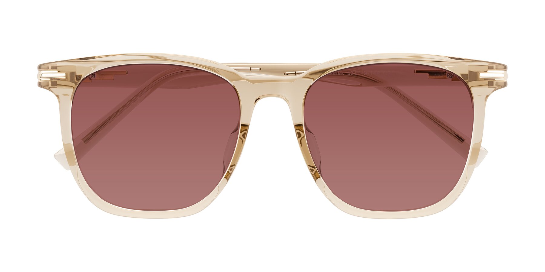 Folded Front of Velek in Champagne with Garnet Tinted Lenses