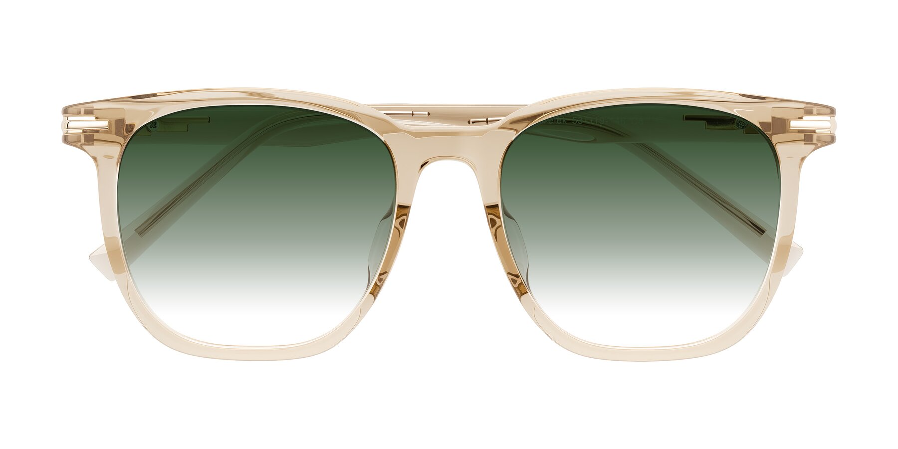 Folded Front of Velek in Champagne with Green Gradient Lenses