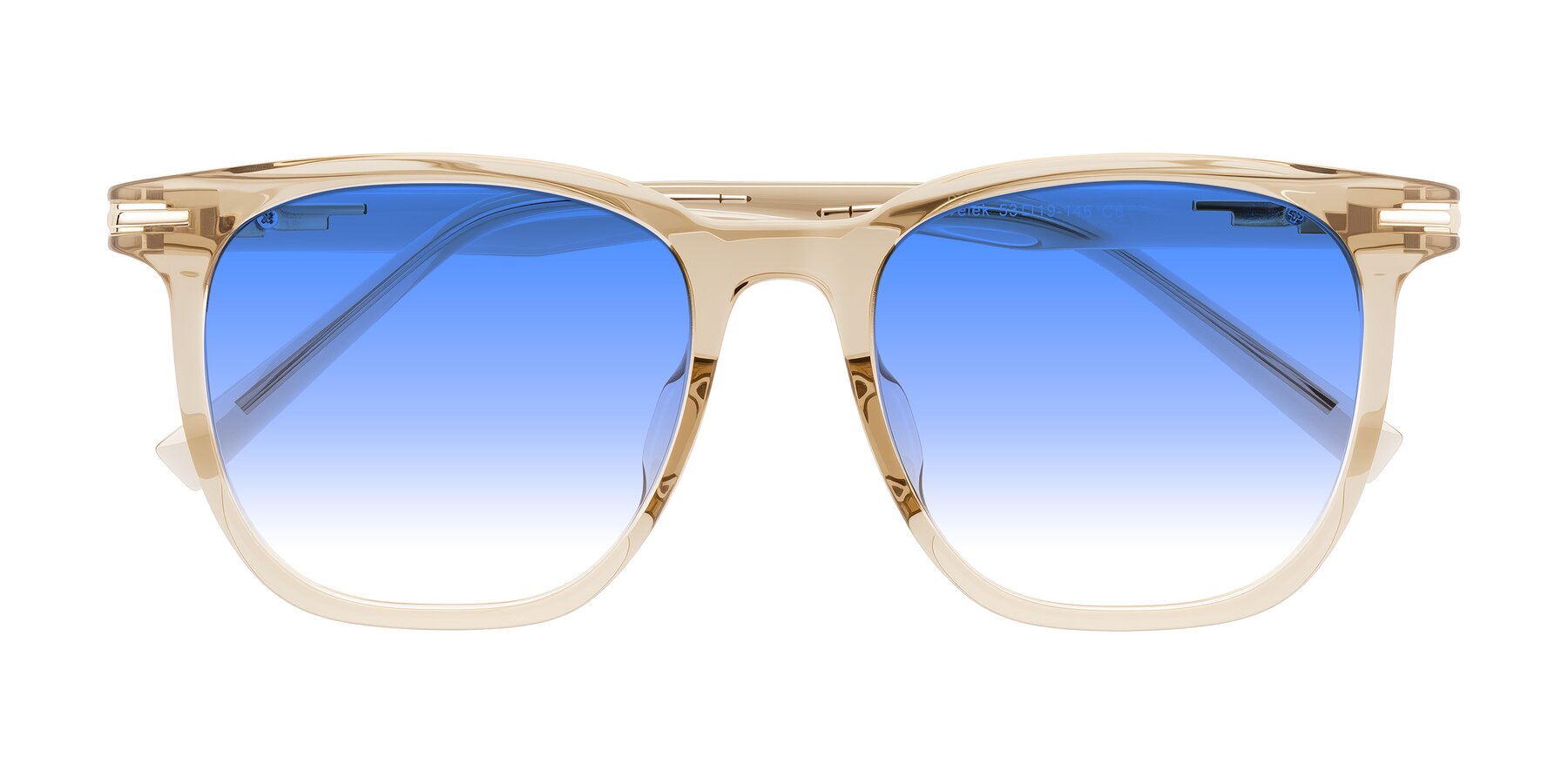 Folded Front of Velek in Champagne with Blue Gradient Lenses