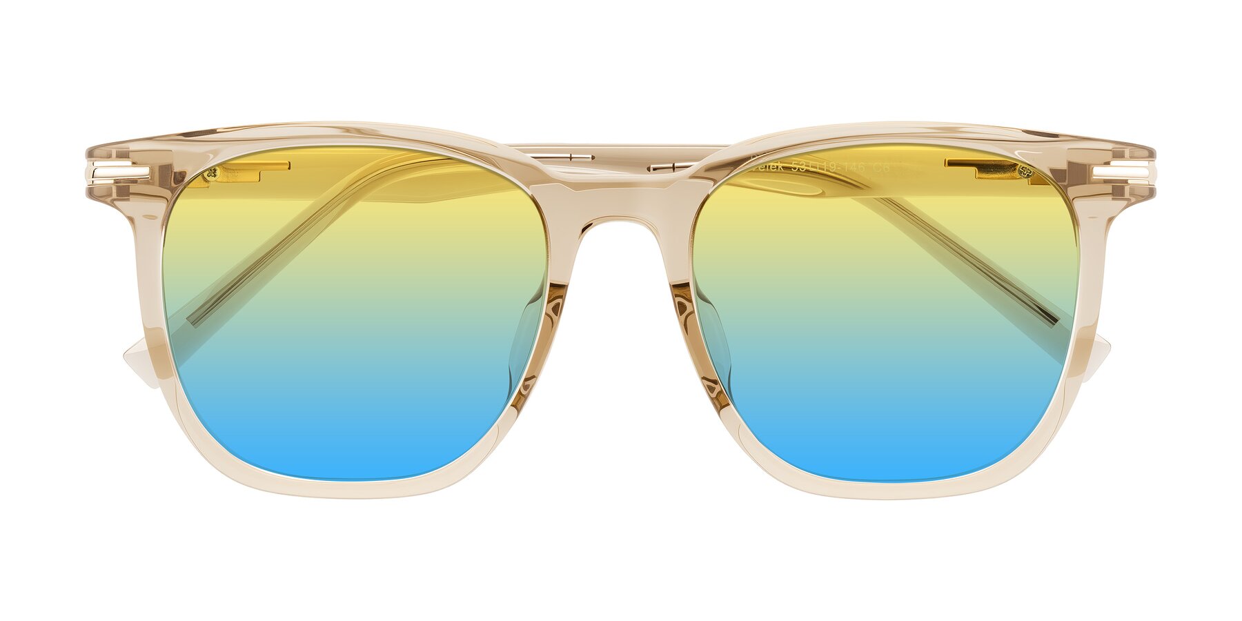 Folded Front of Velek in Champagne with Yellow / Blue Gradient Lenses