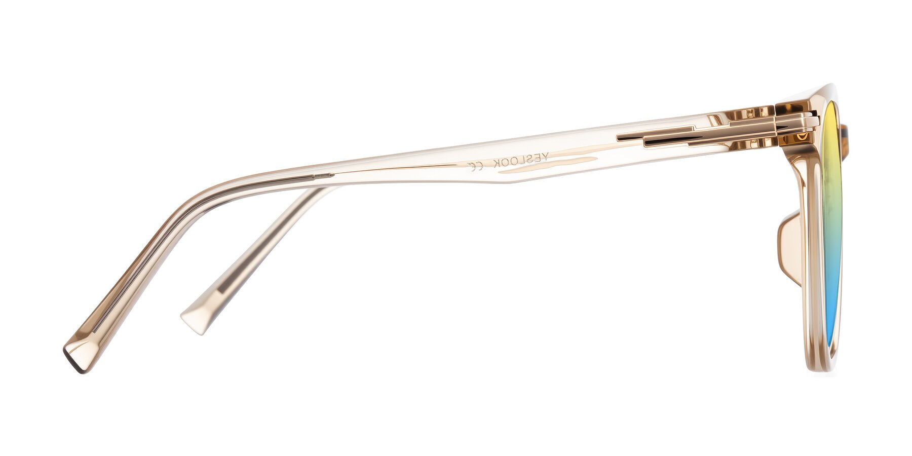 Side of Velek in Champagne with Yellow / Blue Gradient Lenses