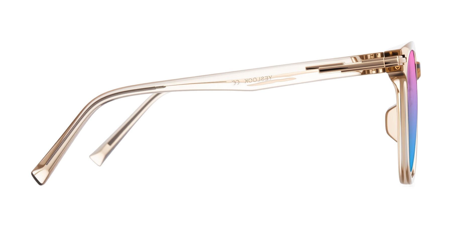 Side of Velek in Champagne with Pink / Blue Gradient Lenses