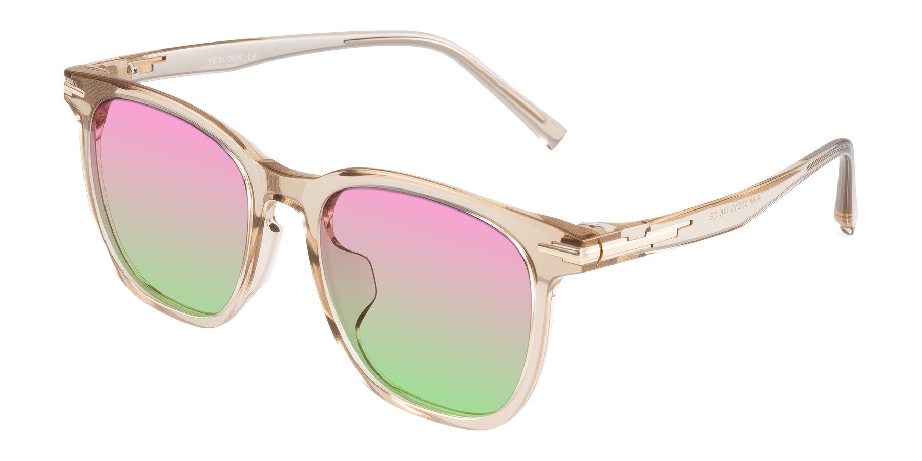 Angle of Velek in Champagne with Pink / Green Gradient Lenses