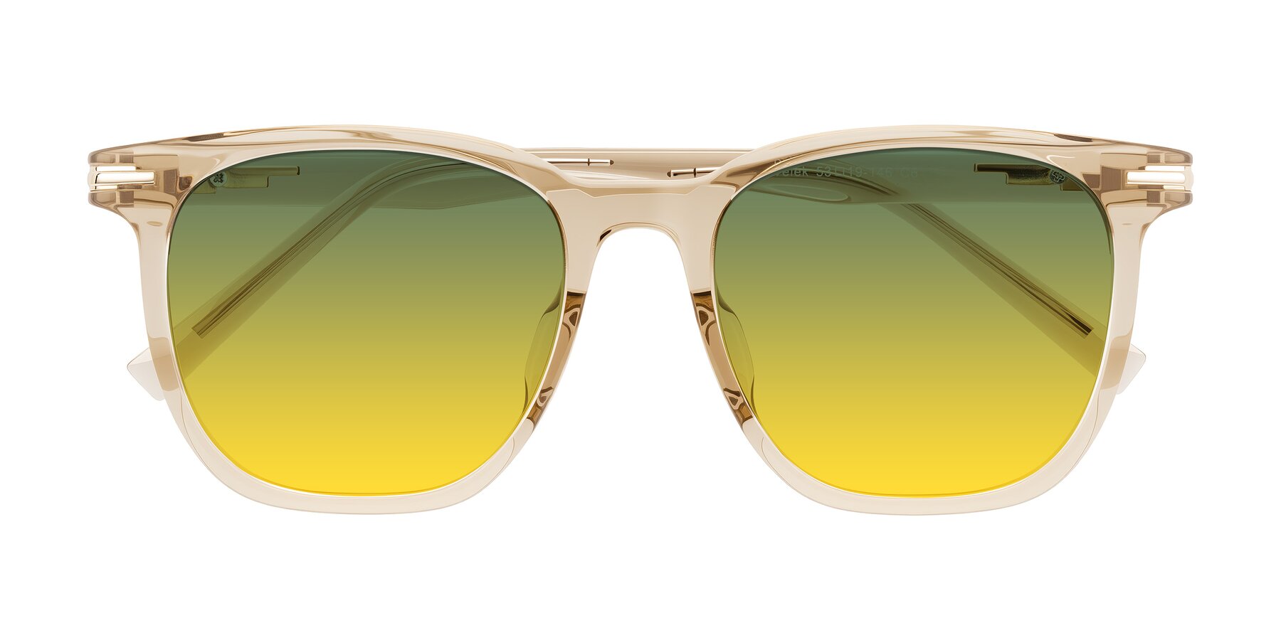 Folded Front of Velek in Champagne with Green / Yellow Gradient Lenses