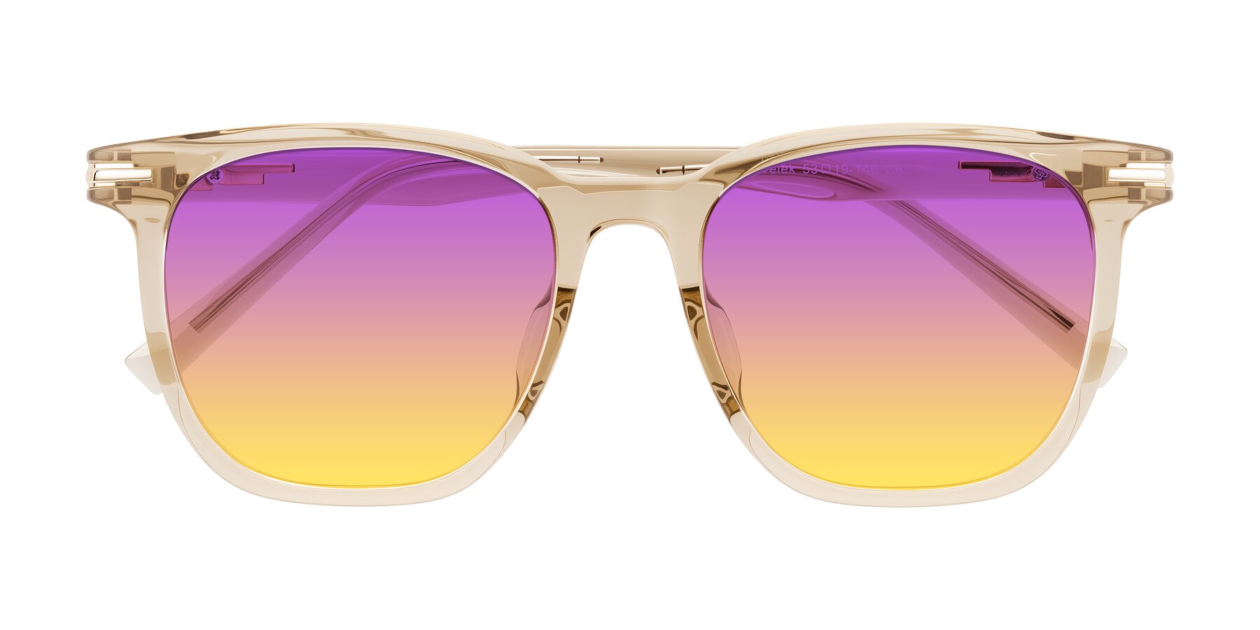 Folded Front of Velek in Champagne with Purple / Yellow Gradient Lenses