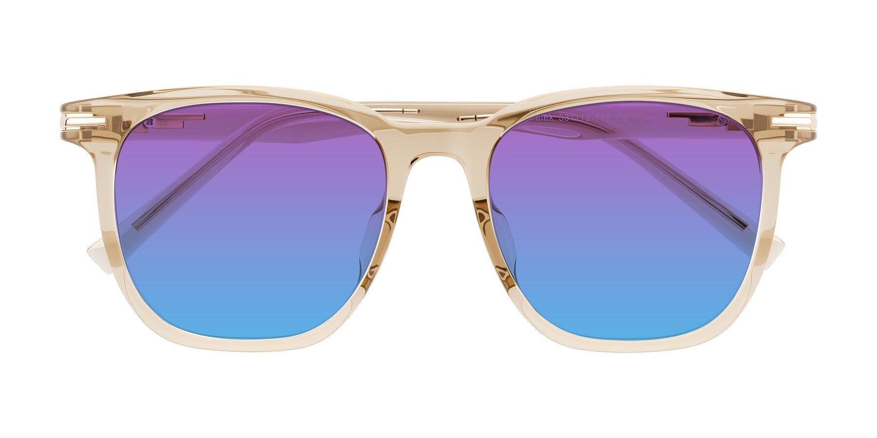 Folded Front of Velek in Champagne with Purple / Blue Gradient Lenses