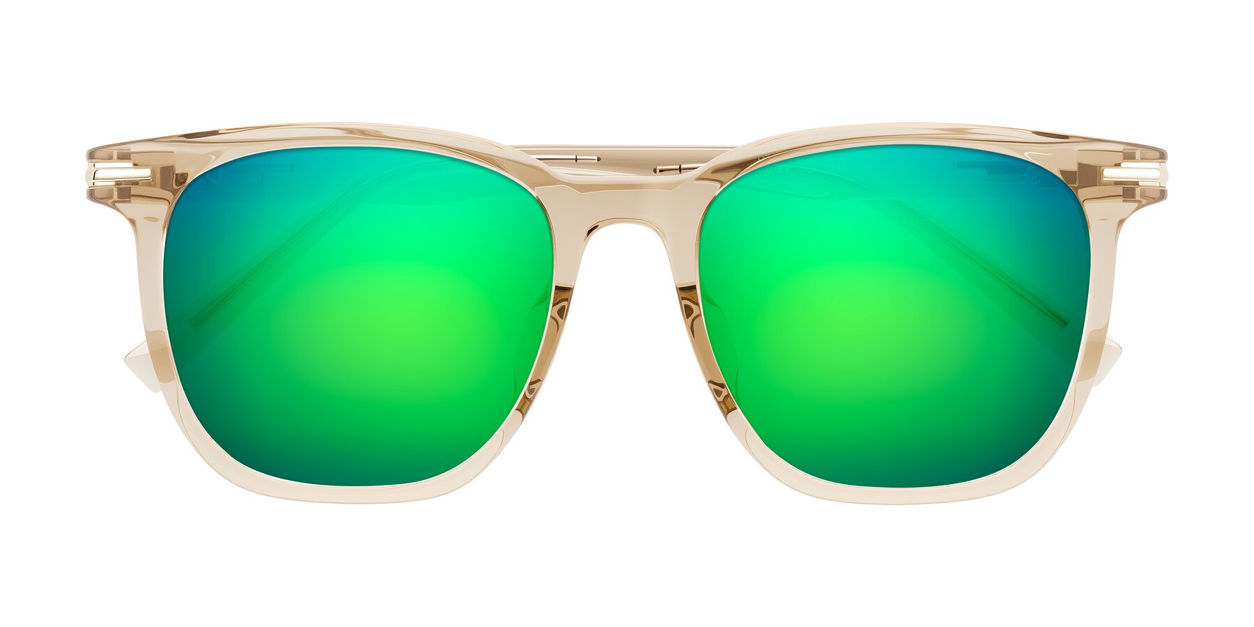 Folded Front of Velek in Champagne with Green Mirrored Lenses