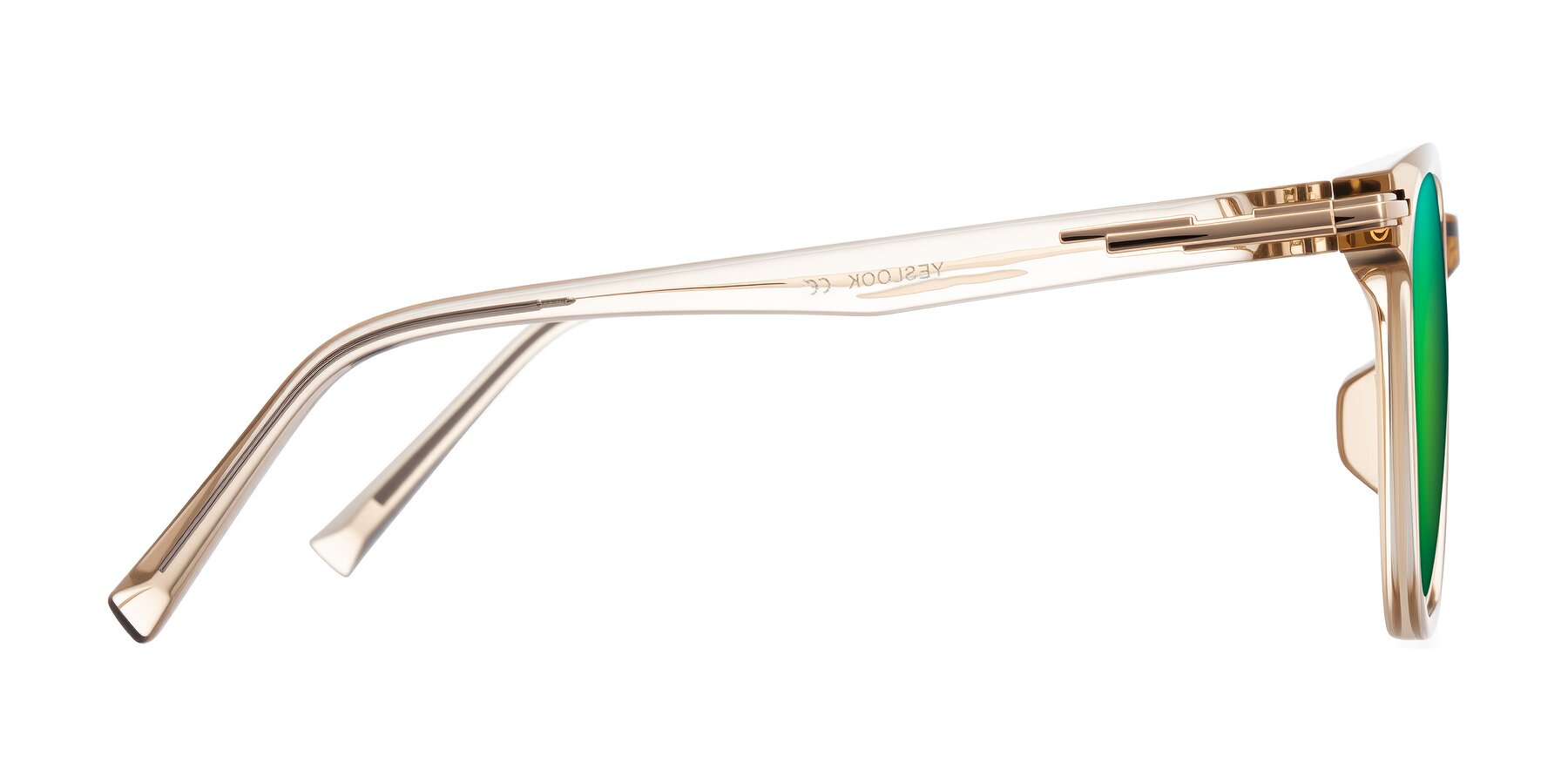 Side of Velek in Champagne with Green Mirrored Lenses