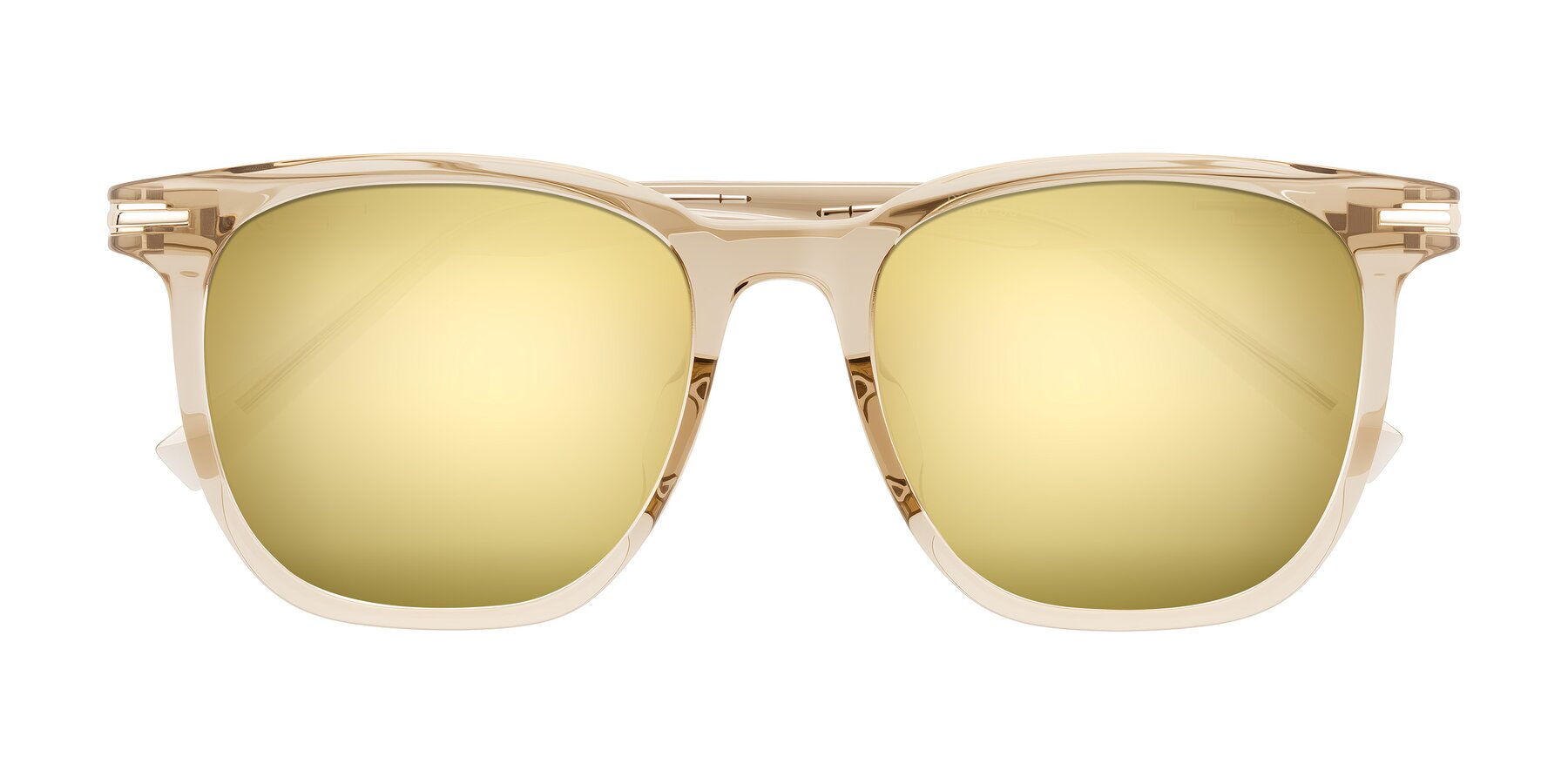 Folded Front of Velek in Champagne with Gold Mirrored Lenses