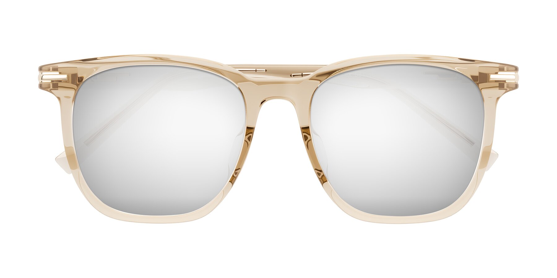Folded Front of Velek in Champagne with Silver Mirrored Lenses