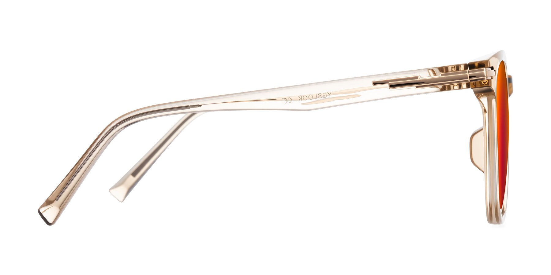 Side of Velek in Champagne with Red Gold Mirrored Lenses