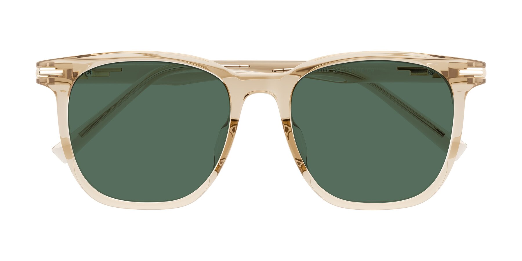 Folded Front of Velek in Champagne with Green Polarized Lenses