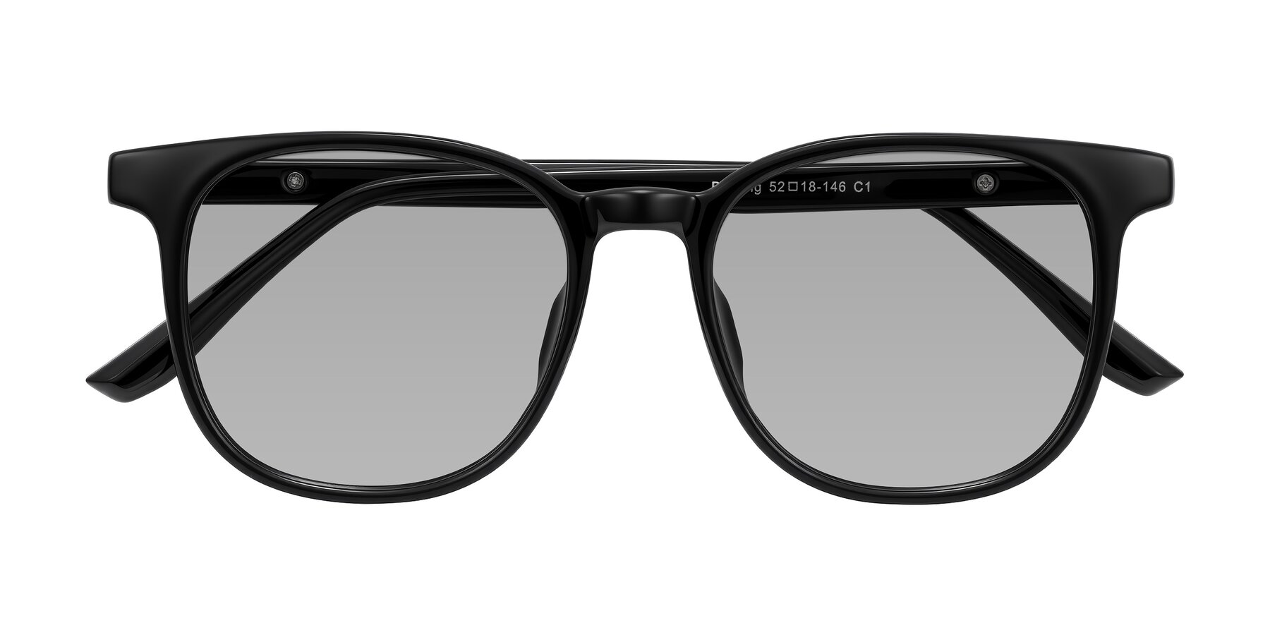 Folded Front of Ruhling in Black with Light Gray Tinted Lenses
