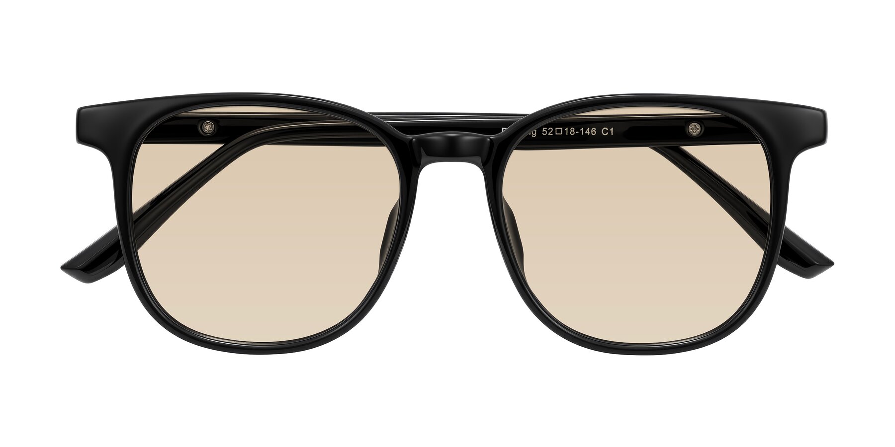Folded Front of Ruhling in Black with Light Brown Tinted Lenses