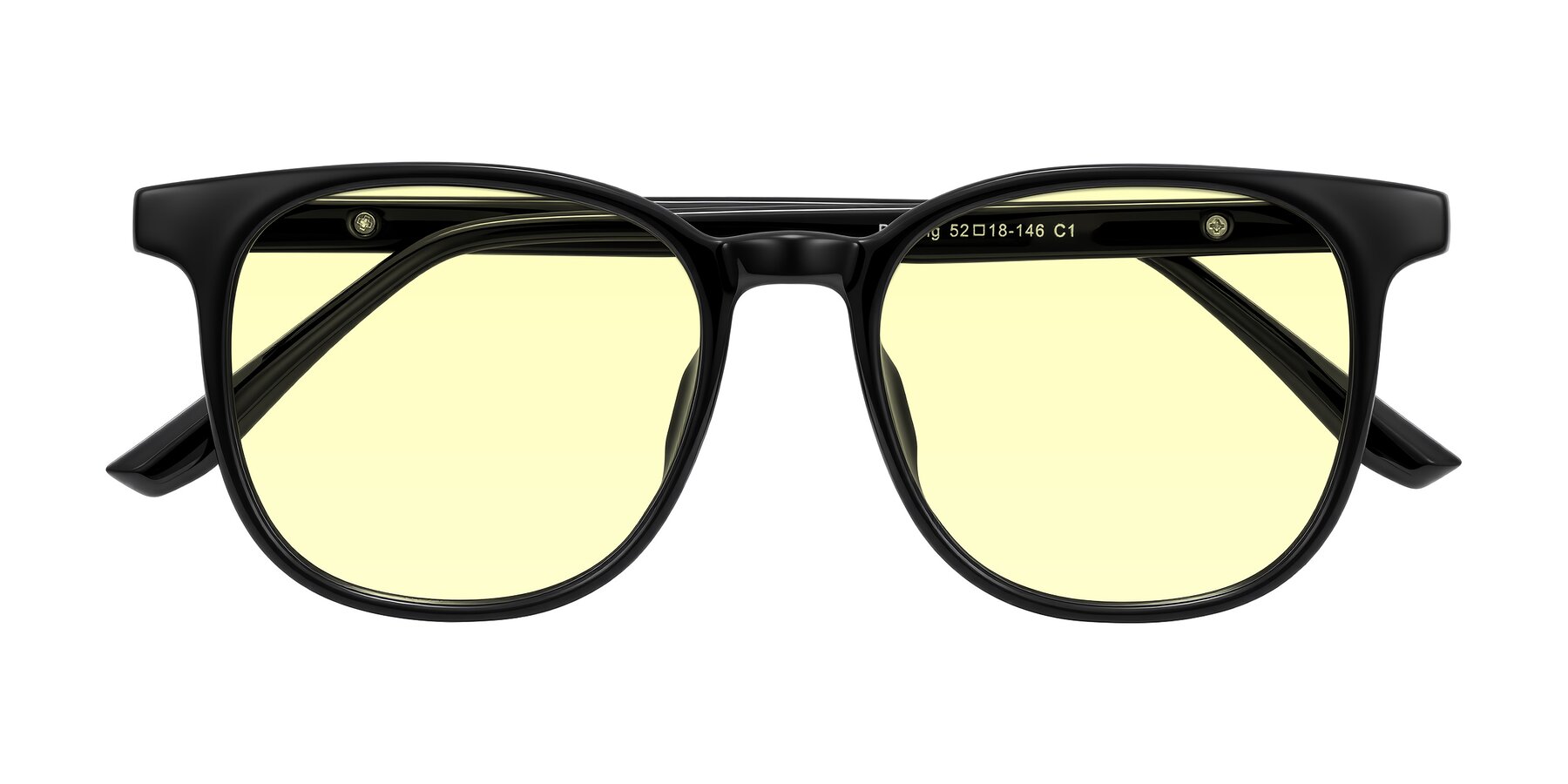 Folded Front of Ruhling in Black with Light Yellow Tinted Lenses