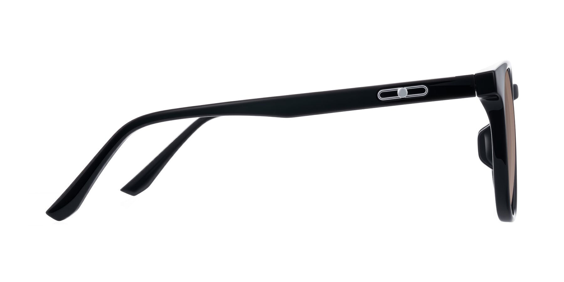 Side of Ruhling in Black with Medium Brown Tinted Lenses