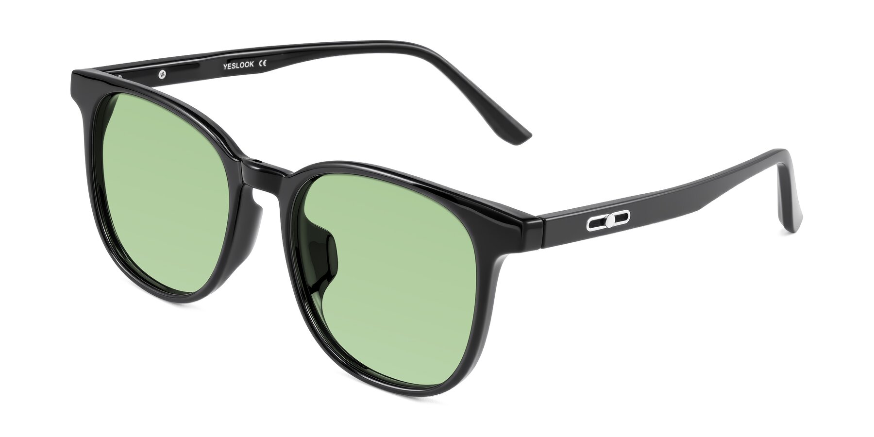 Angle of Ruhling in Black with Medium Green Tinted Lenses