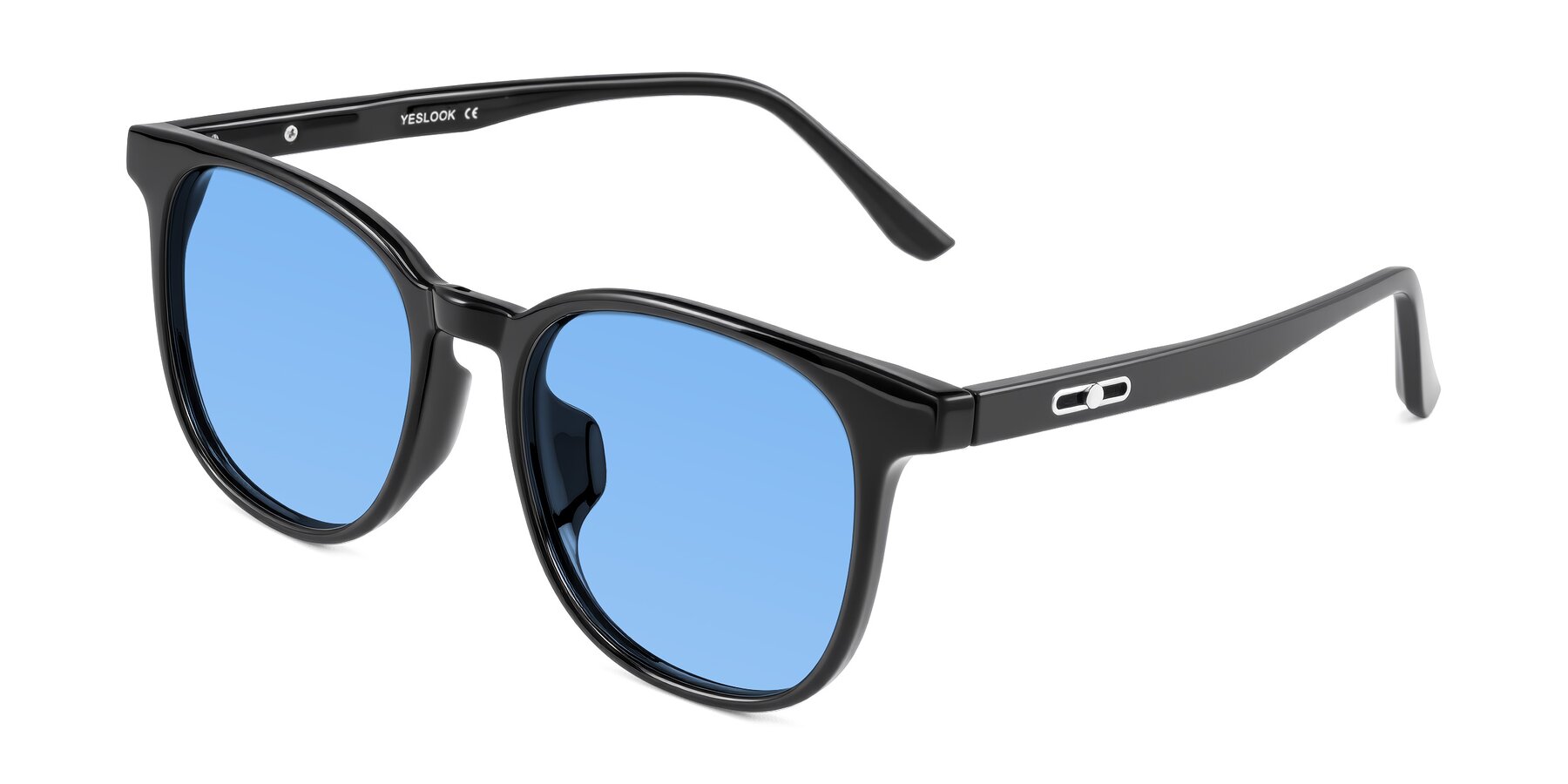 Angle of Ruhling in Black with Medium Blue Tinted Lenses