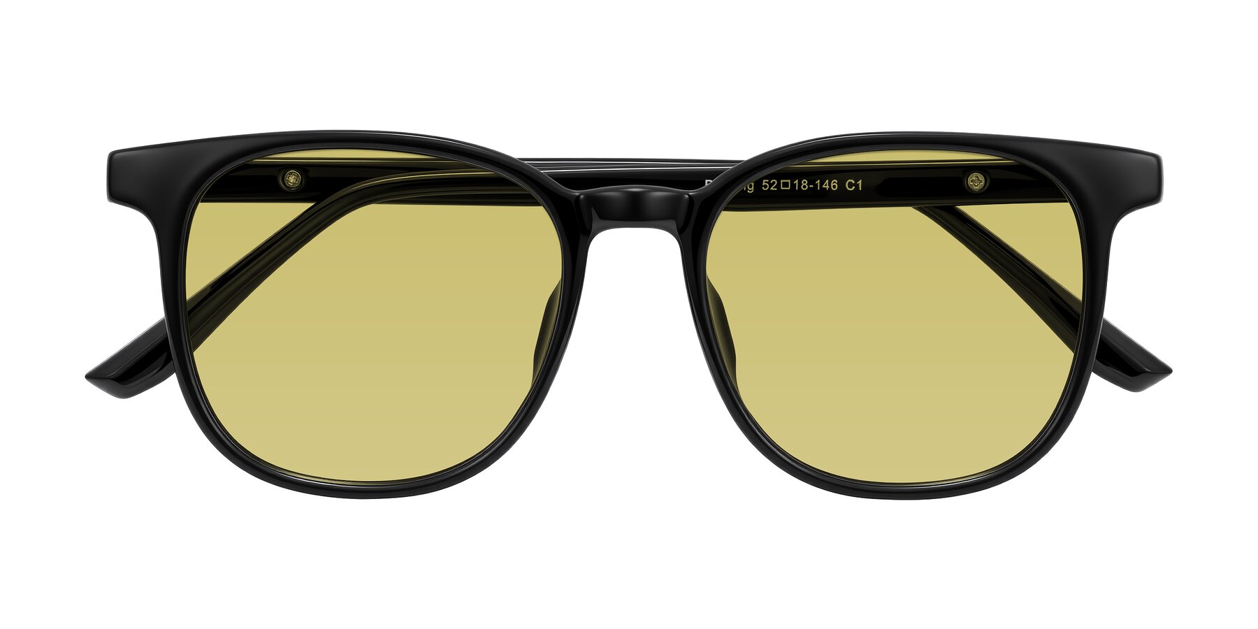 Folded Front of Ruhling in Black with Medium Champagne Tinted Lenses
