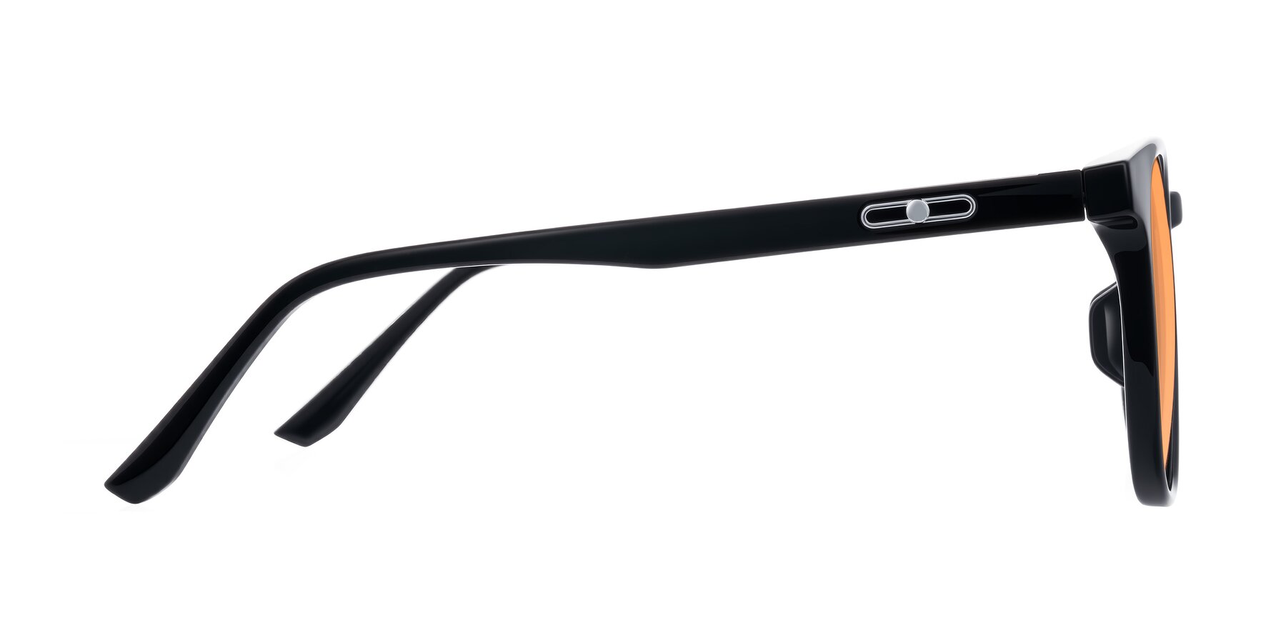 Side of Ruhling in Black with Medium Orange Tinted Lenses