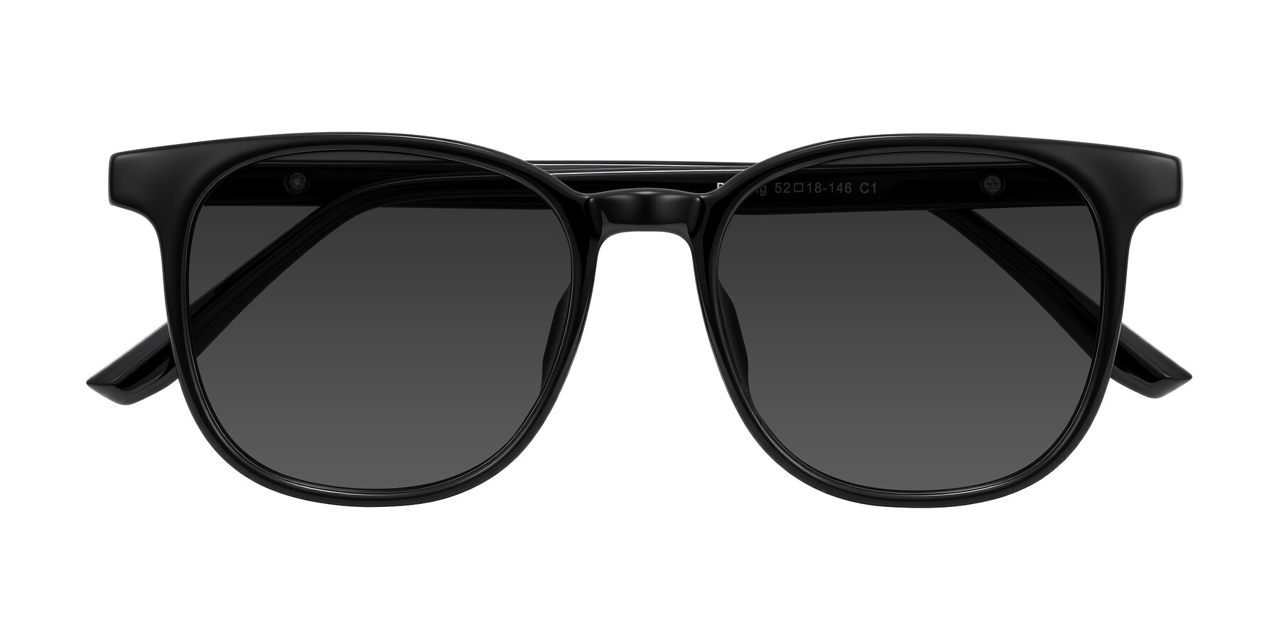 Folded Front of Ruhling in Black with Gray Tinted Lenses