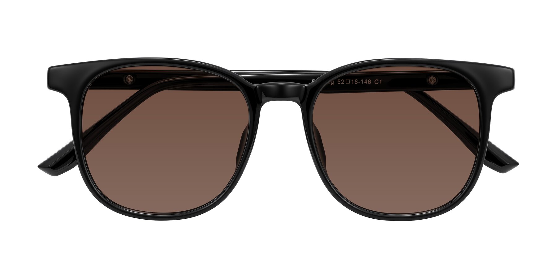 Folded Front of Ruhling in Black with Brown Tinted Lenses