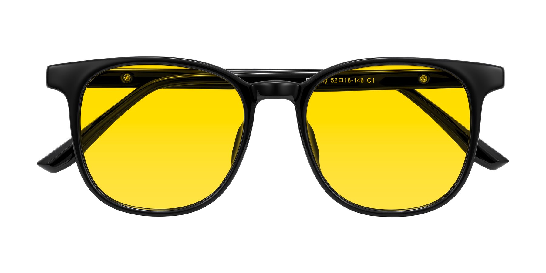 Folded Front of Ruhling in Black with Yellow Tinted Lenses