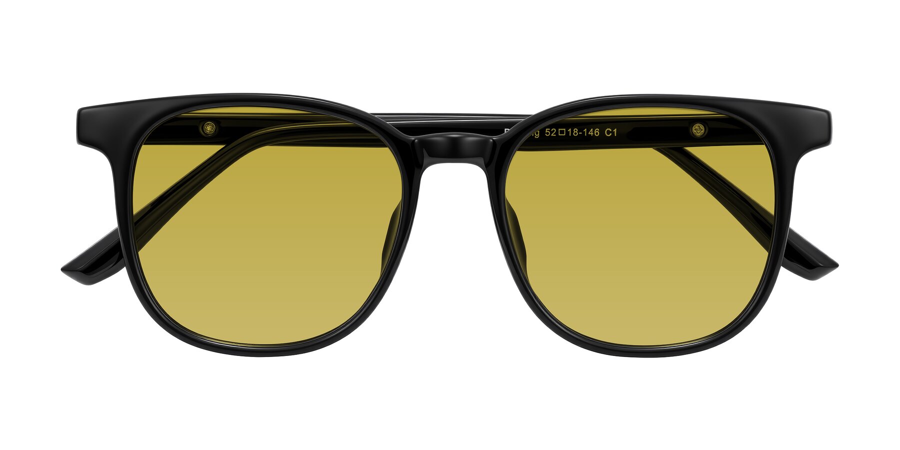 Folded Front of Ruhling in Black with Champagne Tinted Lenses