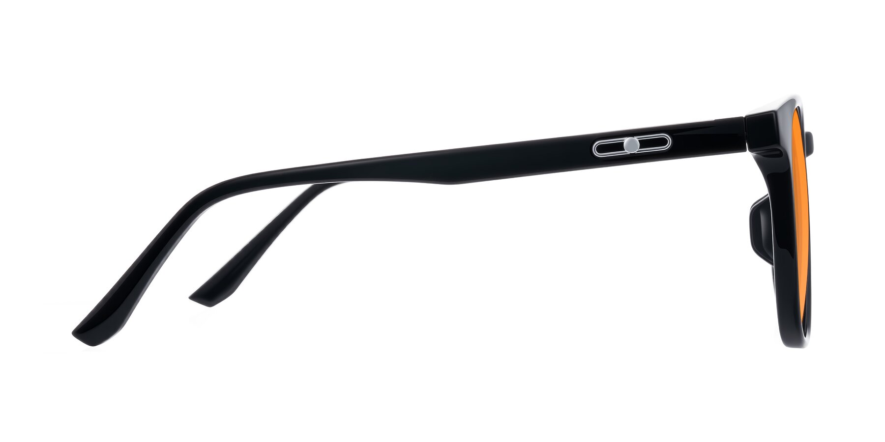Side of Ruhling in Black with Orange Tinted Lenses