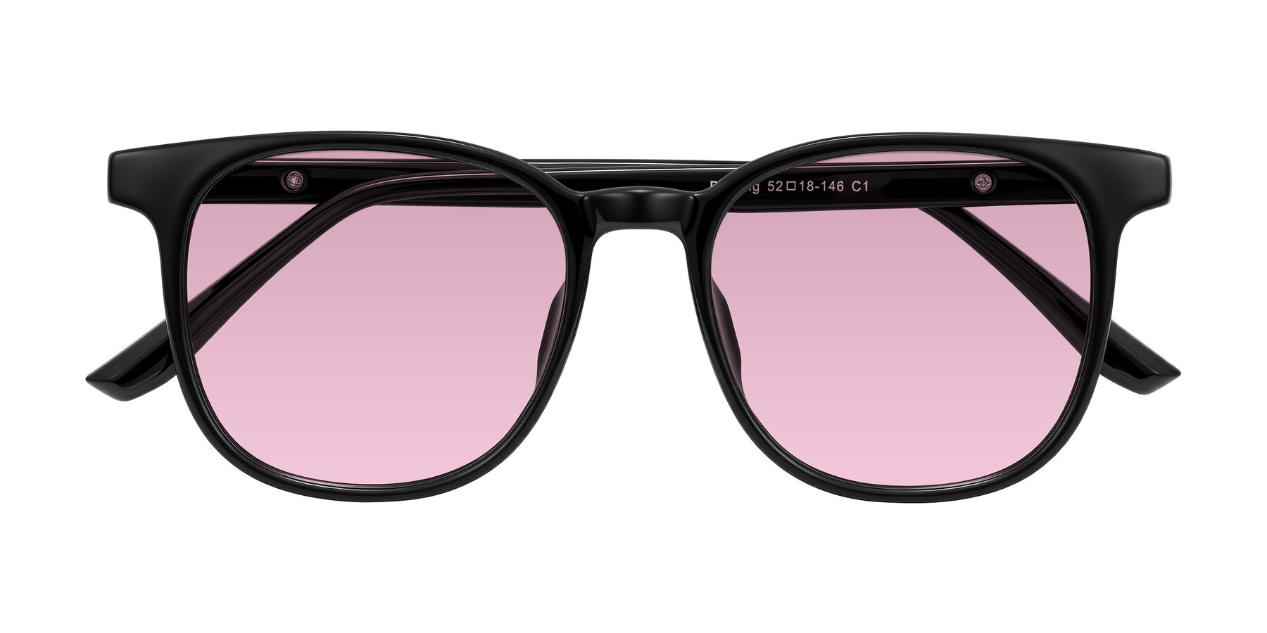 Folded Front of Ruhling in Black with Light Wine Tinted Lenses