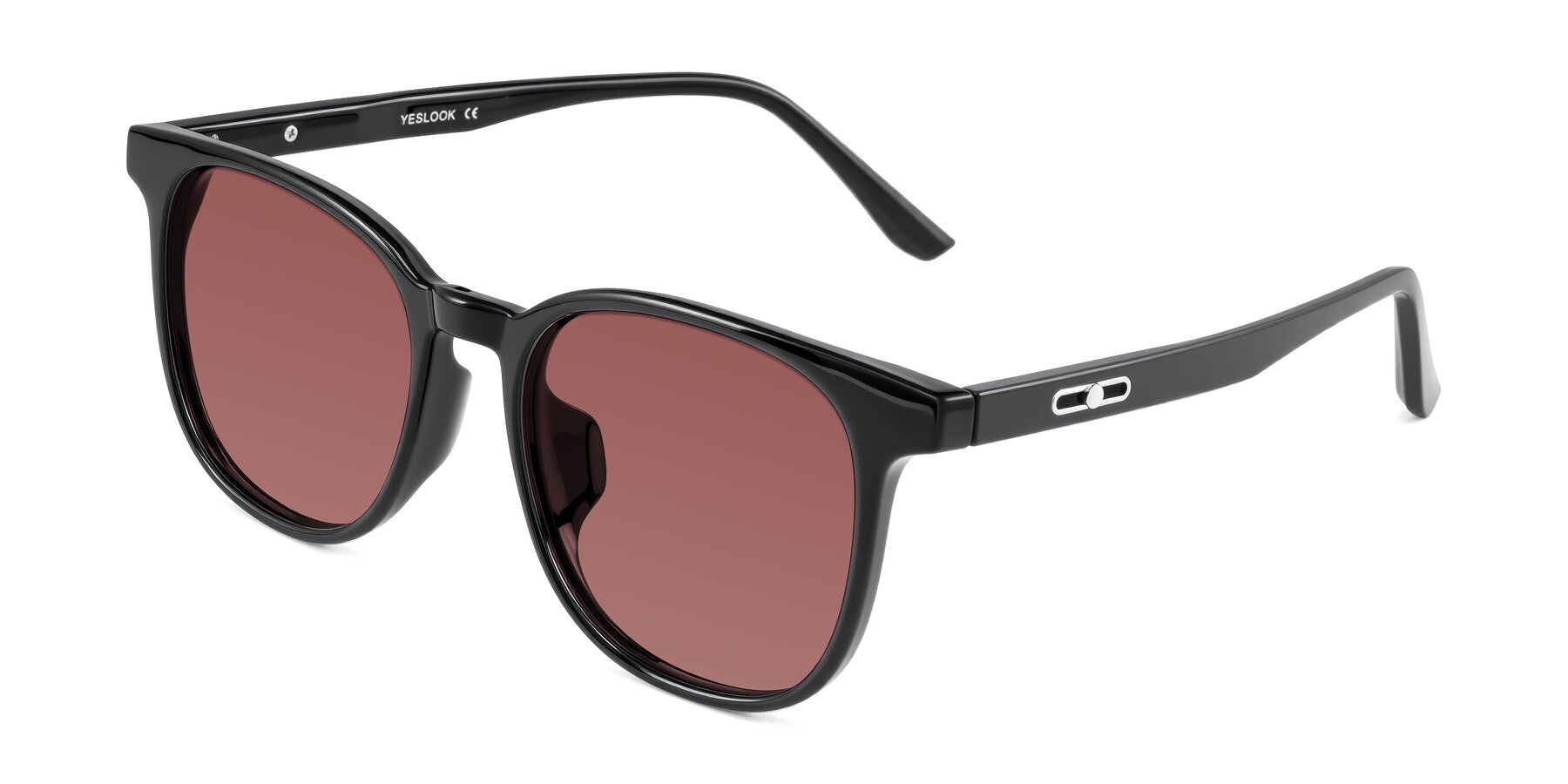 Angle of Ruhling in Black with Garnet Tinted Lenses