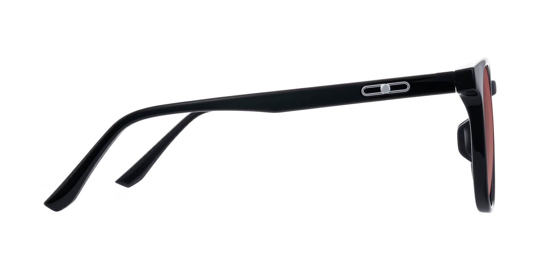 Side of Ruhling in Black with Garnet Tinted Lenses