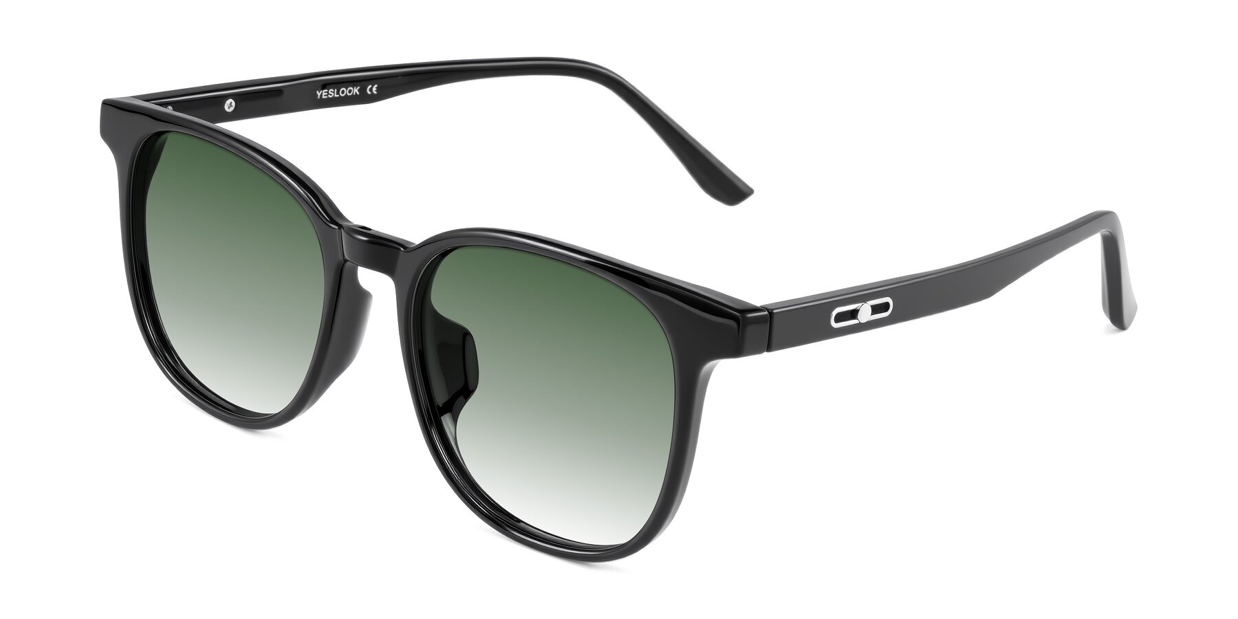 Angle of Ruhling in Black with Green Gradient Lenses