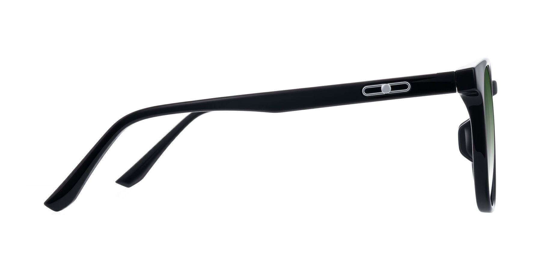 Side of Ruhling in Black with Green Gradient Lenses