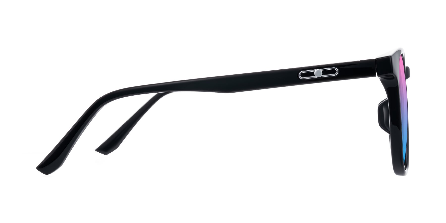 Side of Ruhling in Black with Pink / Blue Gradient Lenses