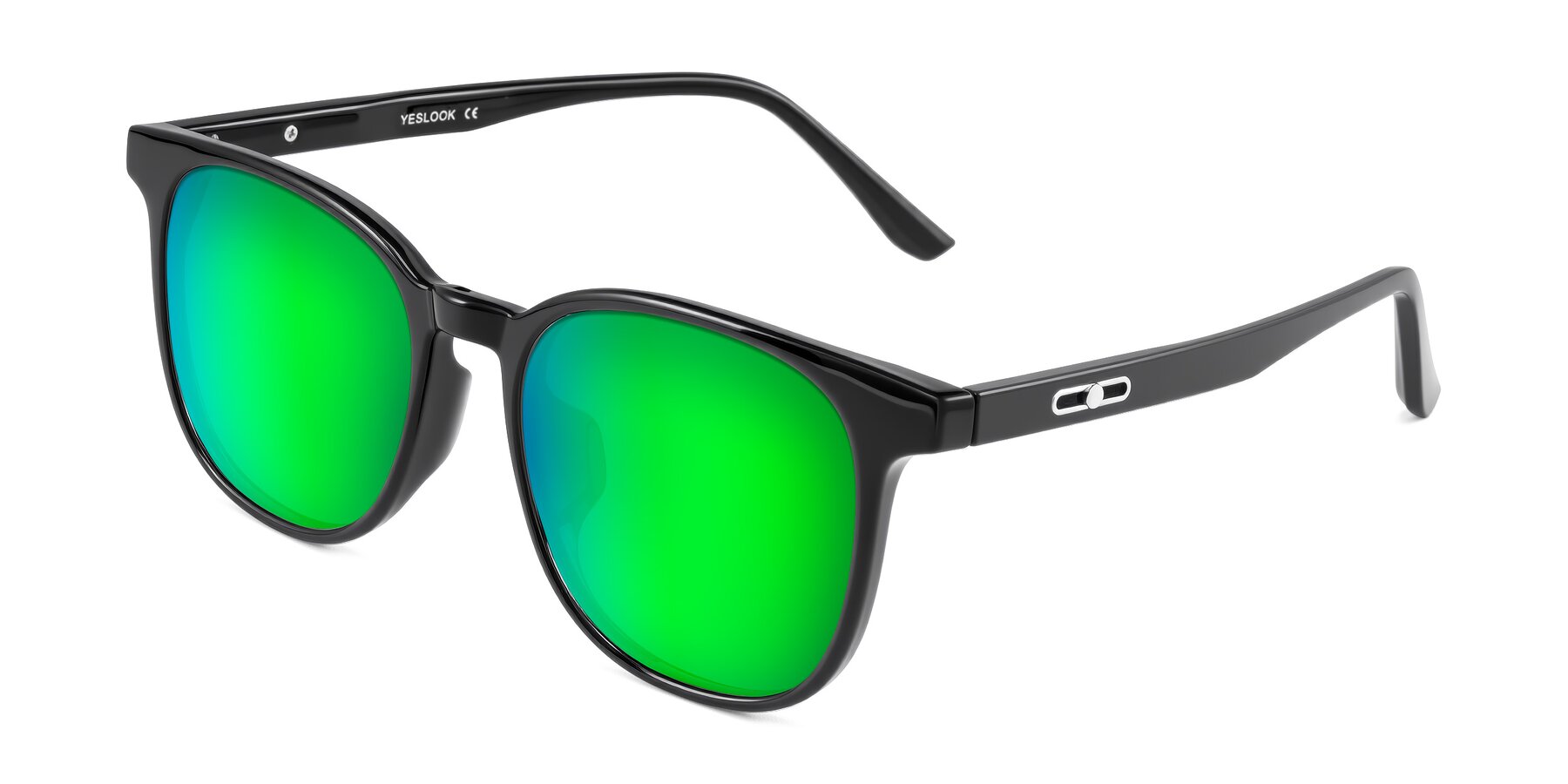 Angle of Ruhling in Black with Green Mirrored Lenses