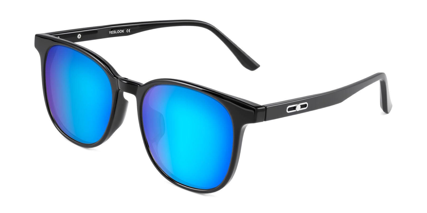 Angle of Ruhling in Black with Blue Mirrored Lenses